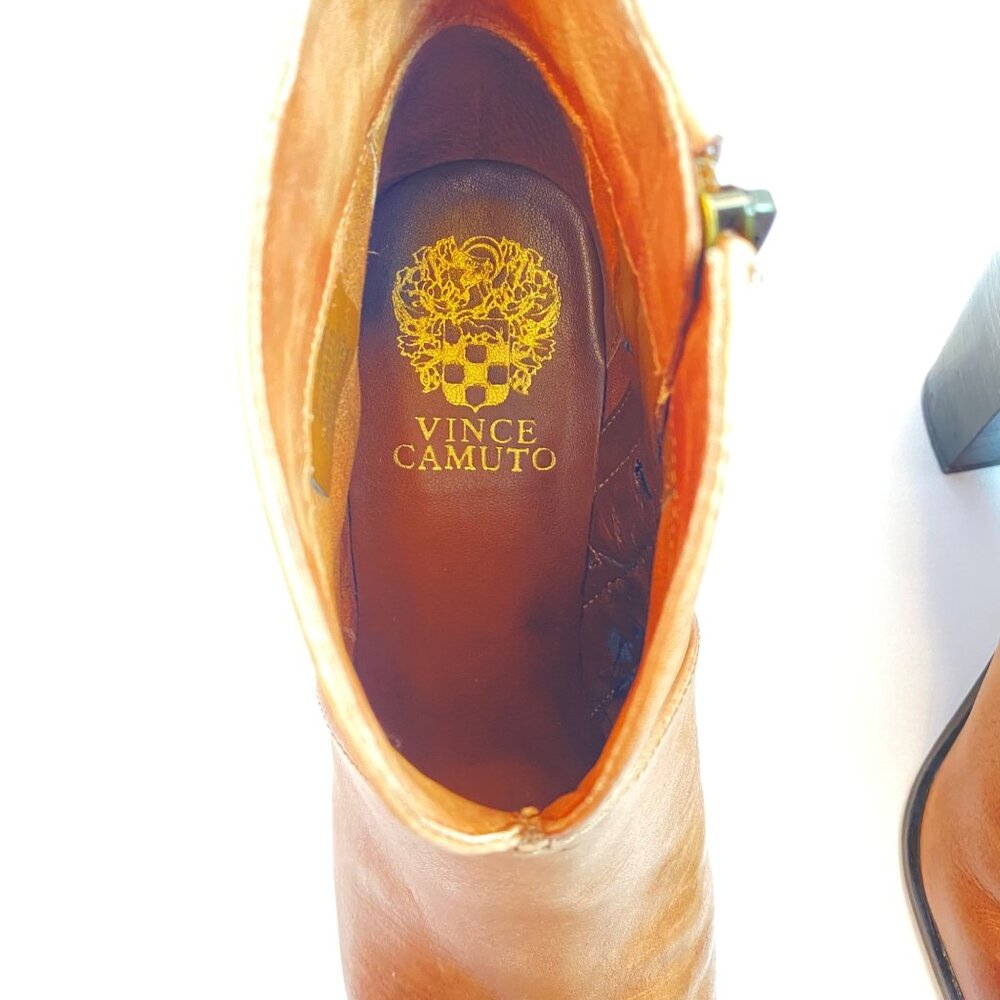 Vince Camuto Womens  Size 7.5  Ankle Booties Tan Leather  3" Block Heel - Picture 6 of 10